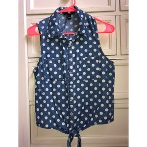 Forever 21 Polka Dot Button Up Tank (S)